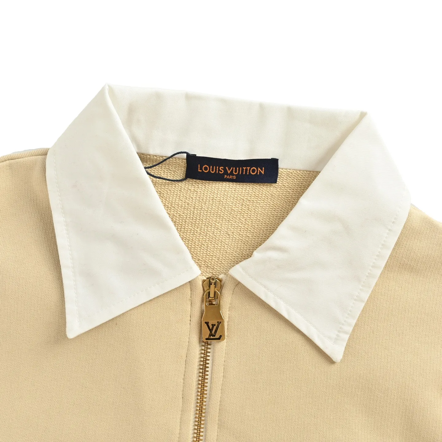 Louis Vuitton/Louis Vuitton 25Fw letter embroidered white lapel half-zip sweatshirt